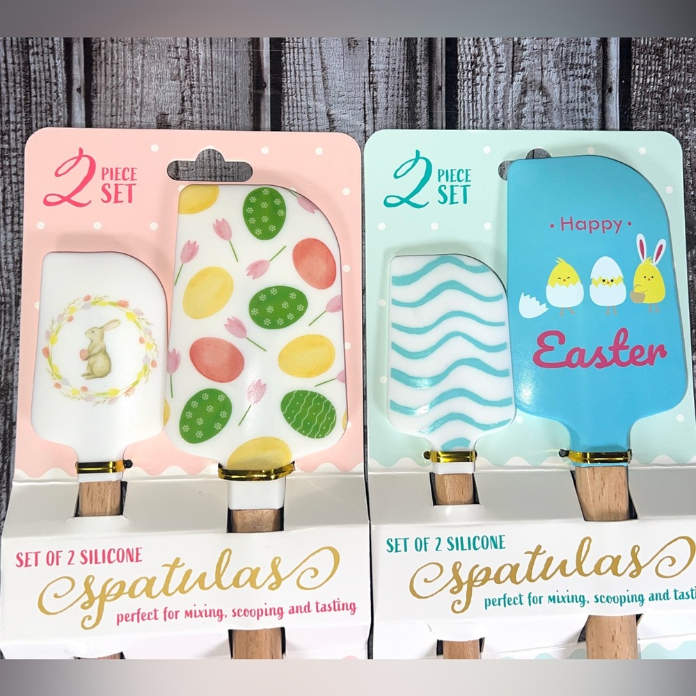 2 Sets Easter Silicone Spatula Set (2-Piece) Easter Eggs and Chick Designs – New